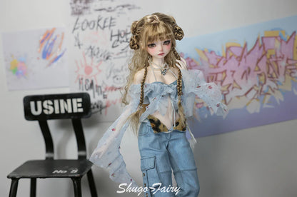 Shugafairy Kikyou D 1/4 BJD Doll – Fullset Street Girl with Big Chest, Summer Carnival Y2K Style Ball-Jointed Fashion Doll Toy