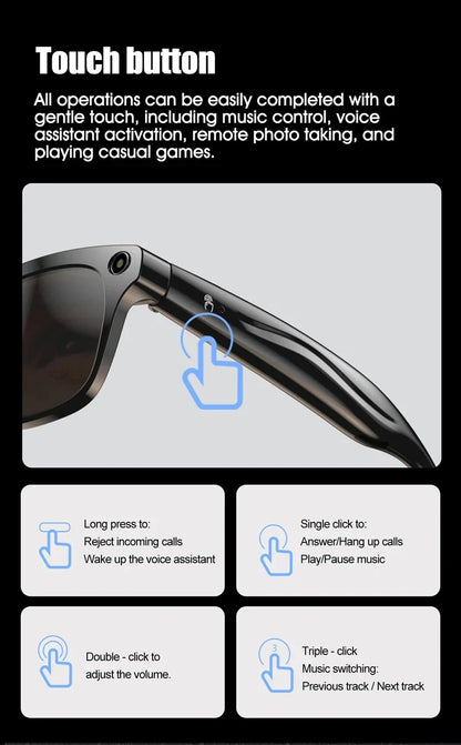 OPPO AI Smart Glasses — Ultra-Clear Camera, Touch Control, Bluetooth Calling, Video & Music Player Sport Sunglasses