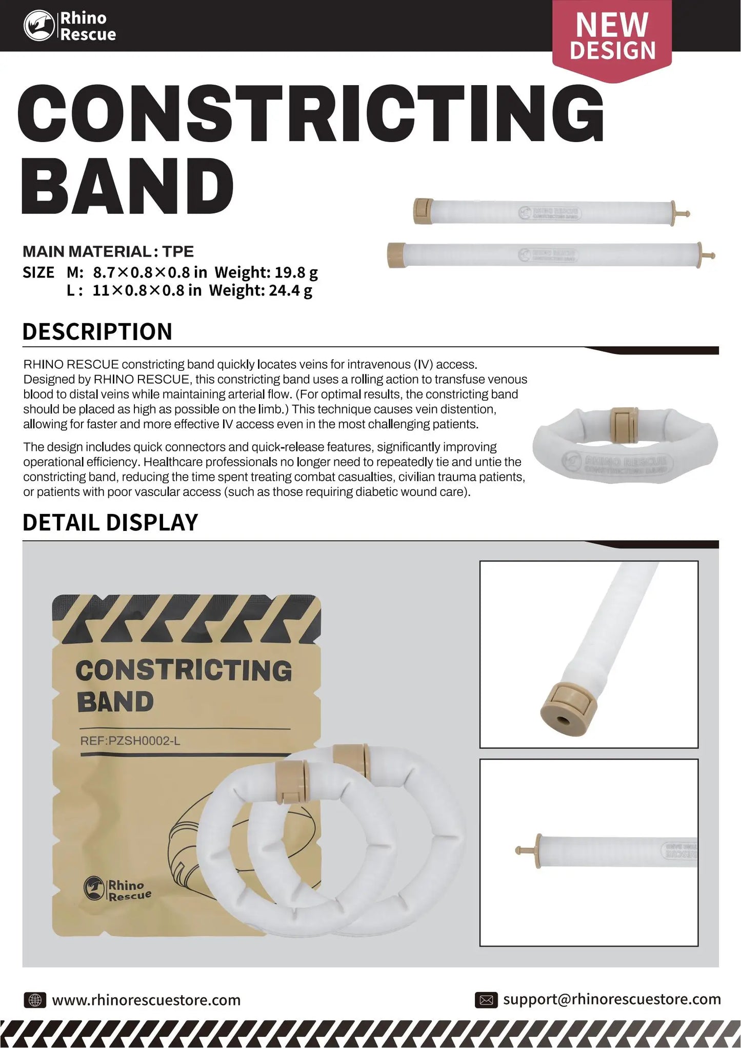 RHINO RESCUE IV Constricting Band – Rapid Vein Access for Trauma & Tactical Use