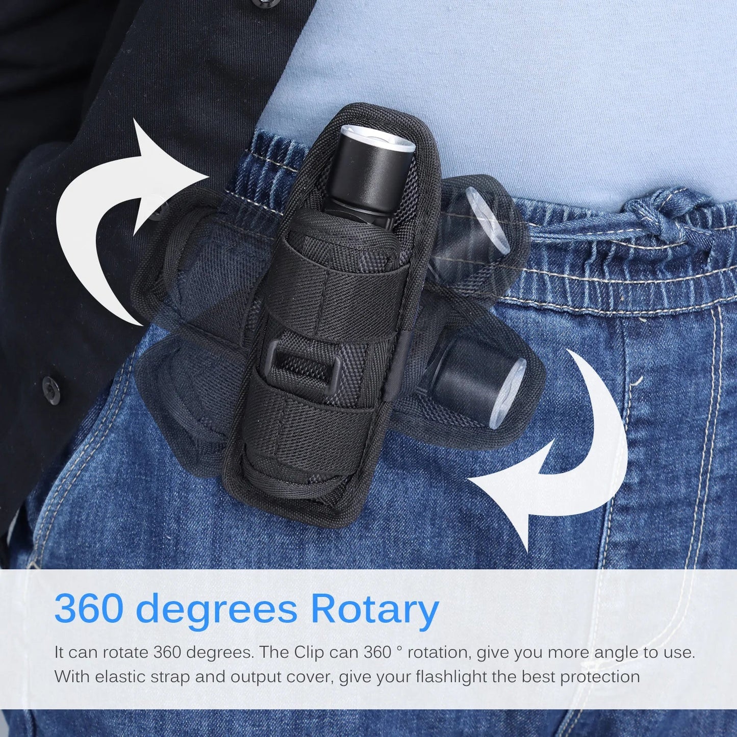 Durable Tactical Flashlight Pouch: 360 Degree Rotary Holster Belt Case for Hunting - Lighting Accessory for Survival Kits