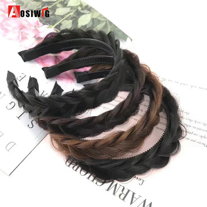 Synthetic Fishbone Braided Headband – Bohemian Plaited Hairpiece for Women Hairstyling