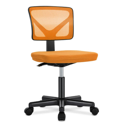 Mesh Armless Office Chair – Low Back with Lumbar Support, Adjustable Height, 360° Swivel & Wheels