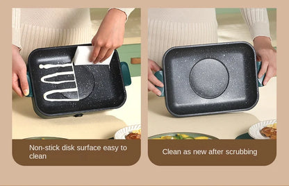 Multifunctional Electric BBQ Grill – 26cm Square Mini Electric Baking Tray and Wok for Pancakes, Steak, and Kitchen Frying