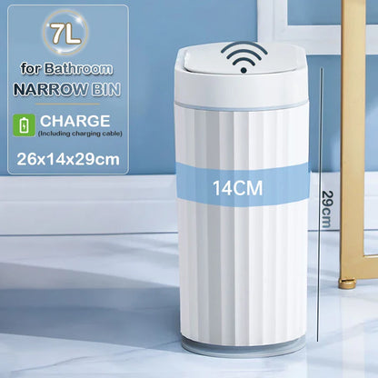 7/9L Automatic Sensor Trash Can – Smart Induction Garbage Bin with Roman Striped Design for Bathroom & Kitchen