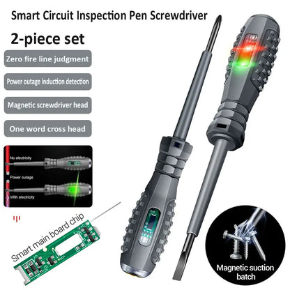 2PCS Electrician Voltage Tester Screwdrivers – 12-220V AC/DC Insulated Word & Cross Tips for Safe Electrical Work