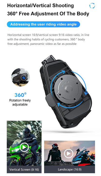 Q28 Motorcycle Helmet Bluetooth Headset — 1080P HD Wireless Camera with Super Wide-Angle Lens, WiFi, IP66 Waterproof Video Recorder