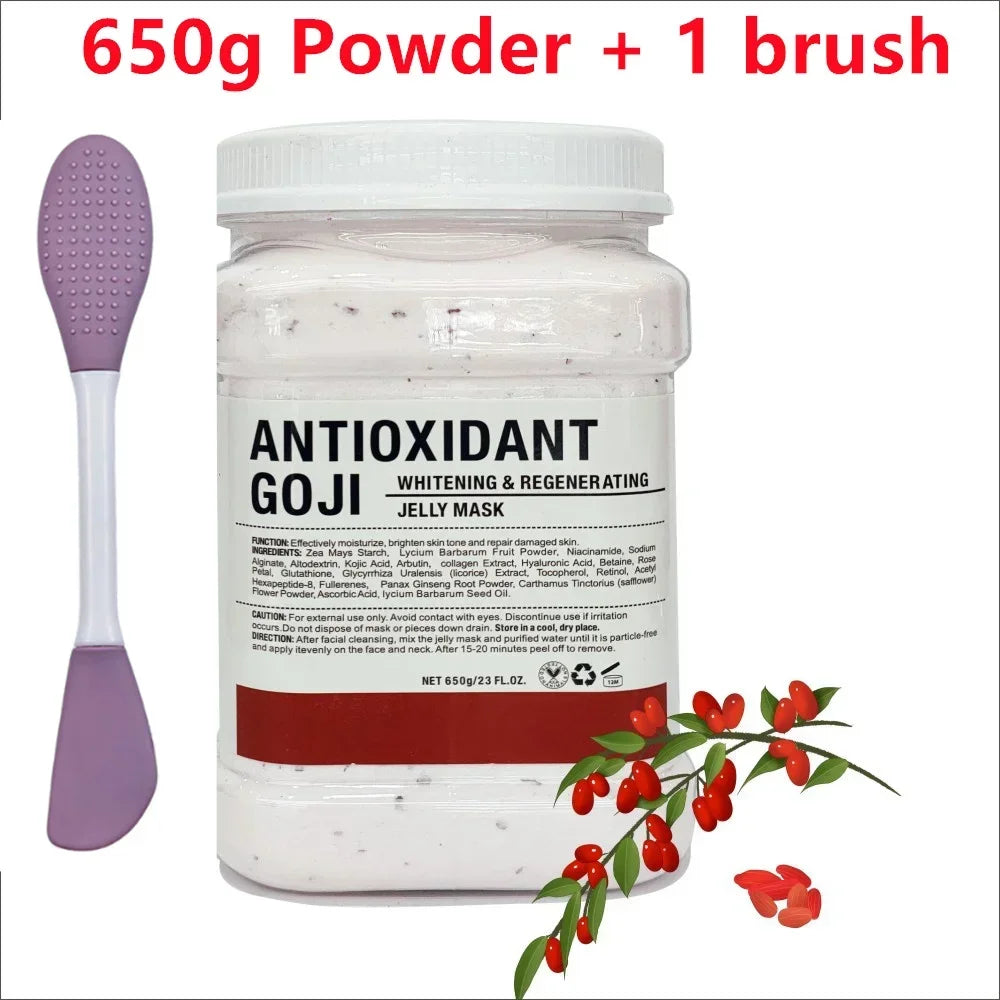 650g Chamomile & Hyaluronic Acid Facial Mask Powder – Moisturizing Rose Jelly Skin Care Mask with Silicone Brush for Elasticity Boost