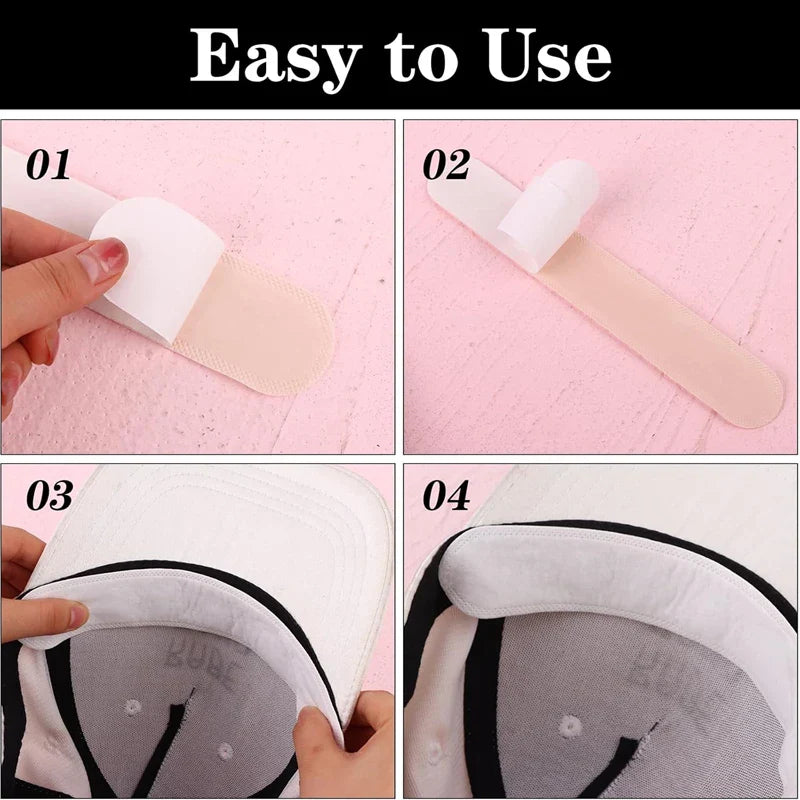 50-10PCS Hat Sweat Absorber Stickers – Summer Cap Liner Bands, Adhesive Sweatband Strips for Visor Hats