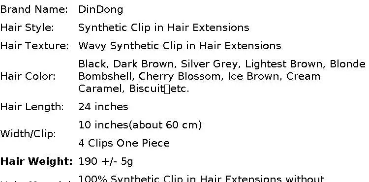 DinDong 32" Clip-In Hair Extensions — 210G Synthetic Wavy, Heat Resistant, 613# Blonde & 19 Colors