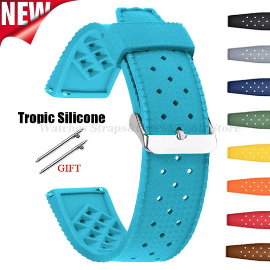 Premium Tropic Silicone Watch Strap – 20mm & 22mm Quick Release Waterproof Rubber Bracelet for Seiko, Oris & Omega