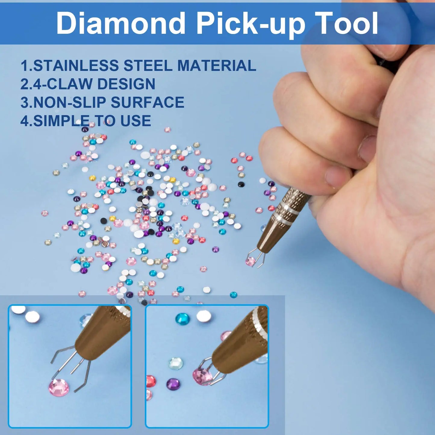 4-Claw IC Extractor Precision Tweezers – Professional Electronic Component & Jewelry Parts Pickup Tool Clamp for Repair Work