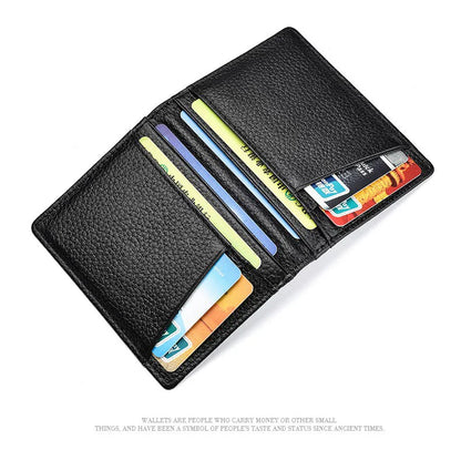 YUECIMIE Super Slim Leather Wallet – Genuine Mini Credit Card Holder, Thin Soft Purse for Men
