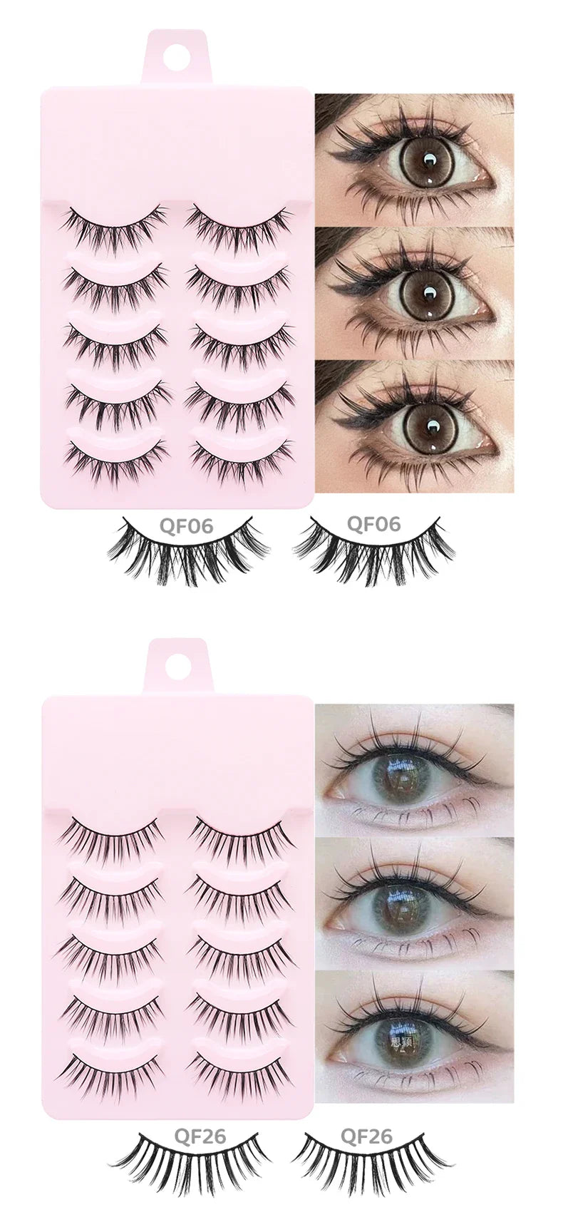 DINGSEN 5 Pairs Manga Style False Eyelashes — Soft, Natural, Long Anime Wispy Strip Lashes for Makeup