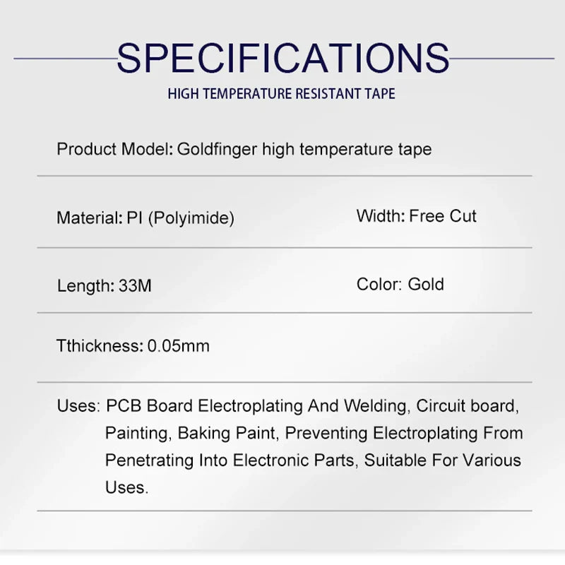 Gold High-Temperature BGA Tape – Thermal Insulation Polyimide Adhesive for Electronics Board Protection