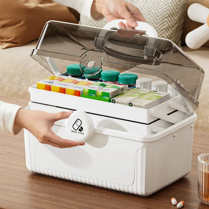 AiQUE Portable Medicine Organizer – Weekly Pill Storage Box with Large Capacity and Cutter for Home Use