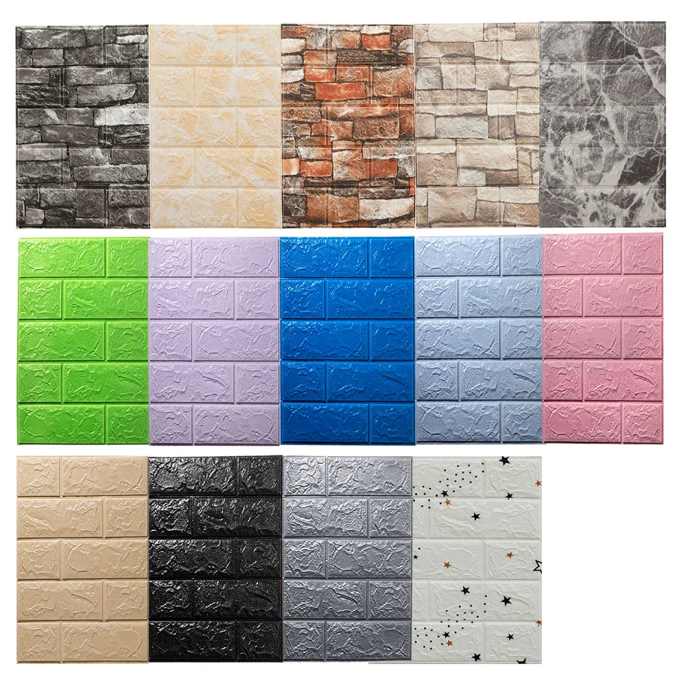 10/20pcs 3D Wall Stickers - Self-Adhesive Foam Panels for Room Decor - Waterproof Peel and Stick Wallpaper for Interior Decoration