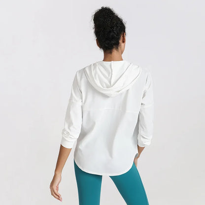 Women’s Lightweight Zip Up Yoga Hoodie Jacket – Long Sleeve Summer Sun Protection Sports Running Workout Activewear Cover-Up