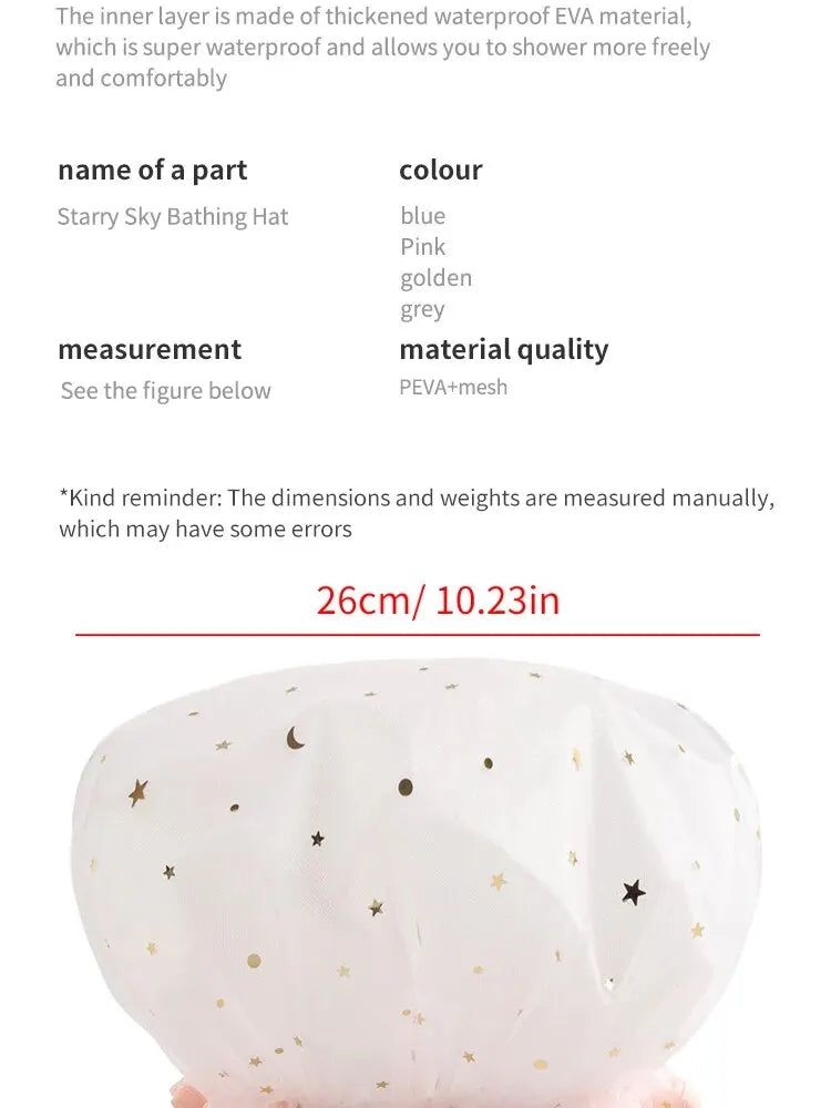 Double-Layer Waterproof Shower Cap — PVC Bathing Hat for Adult Women, Kitchen & Bathroom Use