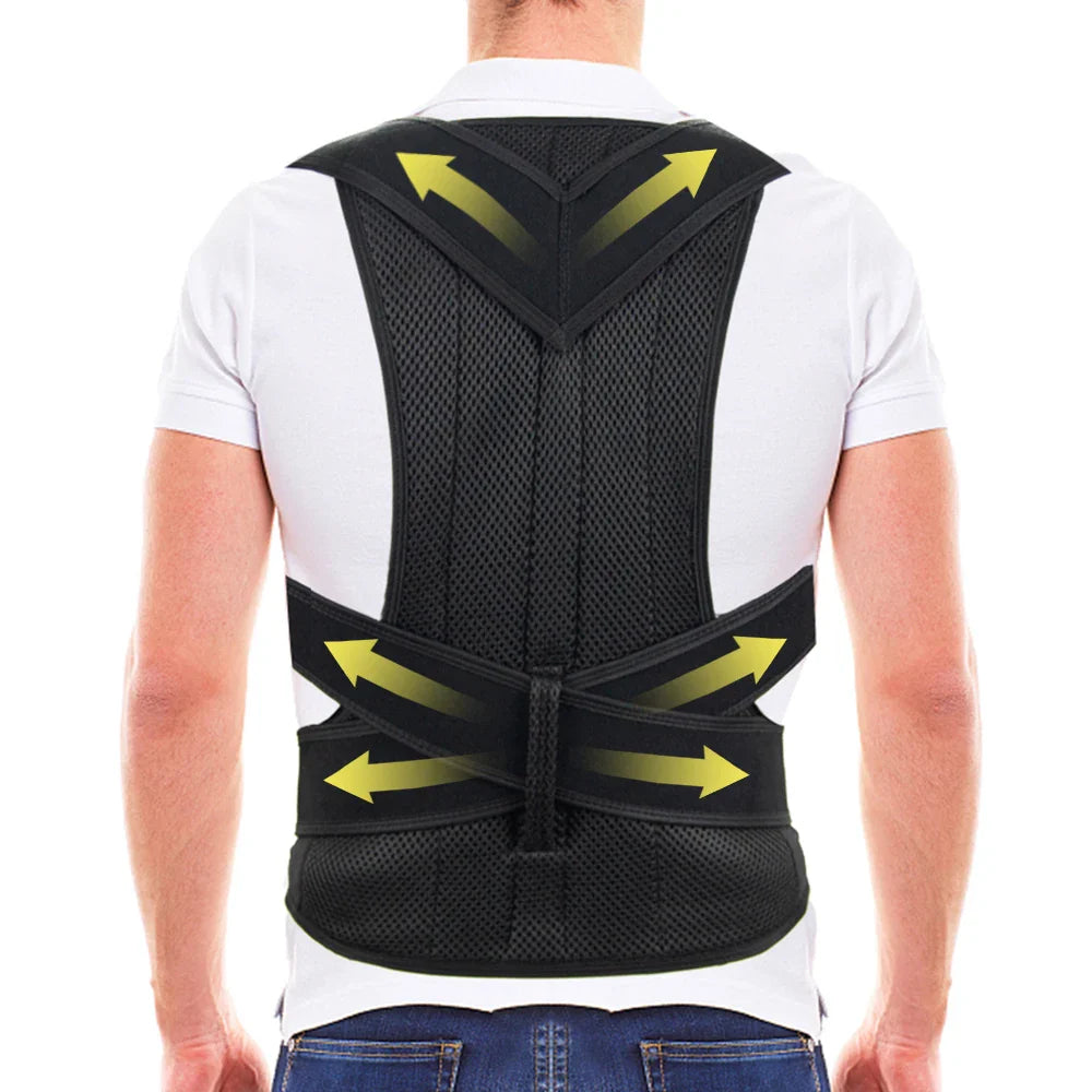 Adjustable Back Brace Posture Corrector – Lumbar & Shoulder Support Belt for Men & Women, Improve Scoliosis
