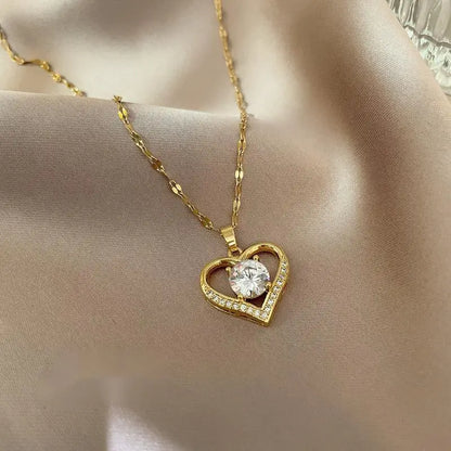 Heart Pendant Necklace - Elegant Hollow Design Jewelry Gift for Mother’s Day, Best Friends & Special Occasions