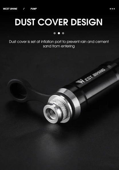 WEST BIKING 130PSI Mini Bike Pump – Portable Aluminum Alloy Hand Air Pump for MTB & Road Cycling, Drop-Proof & Ultralight