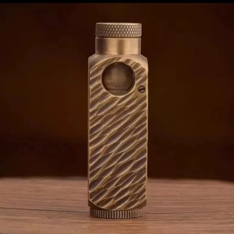 Handmade Brass Carved Trench Kerosene Lighter – Vintage Flamidor Gasoline Lighter, Heavy Men's Smoking Gift Collection