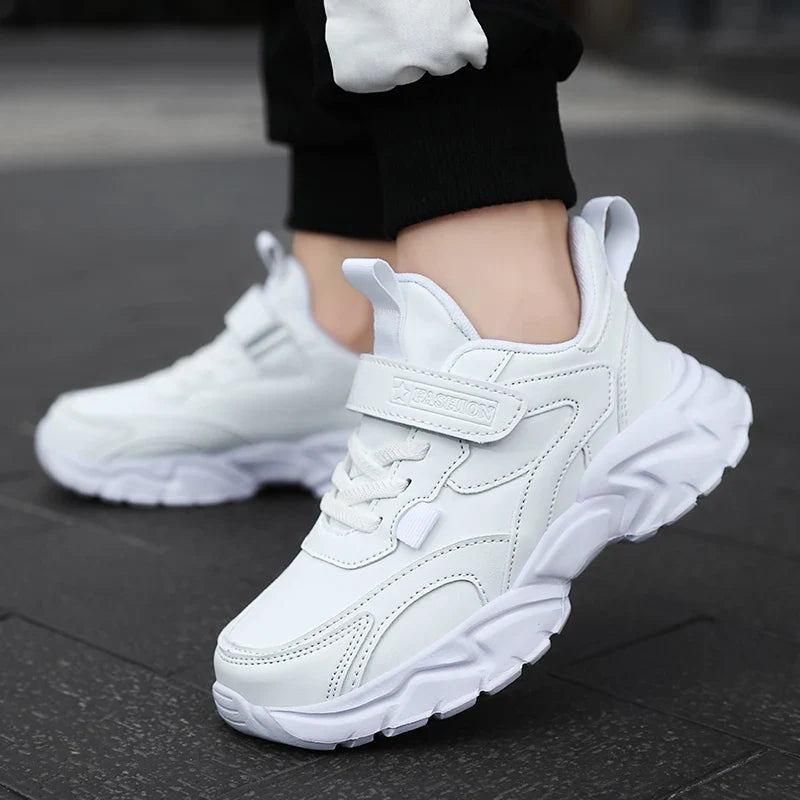 Kids Sport Casual Shoes — Leather Sneakers for Girls & Boys (Ages 5-16), Outdoor Running, Soft Sole, Anti-Slip Walking Footwear