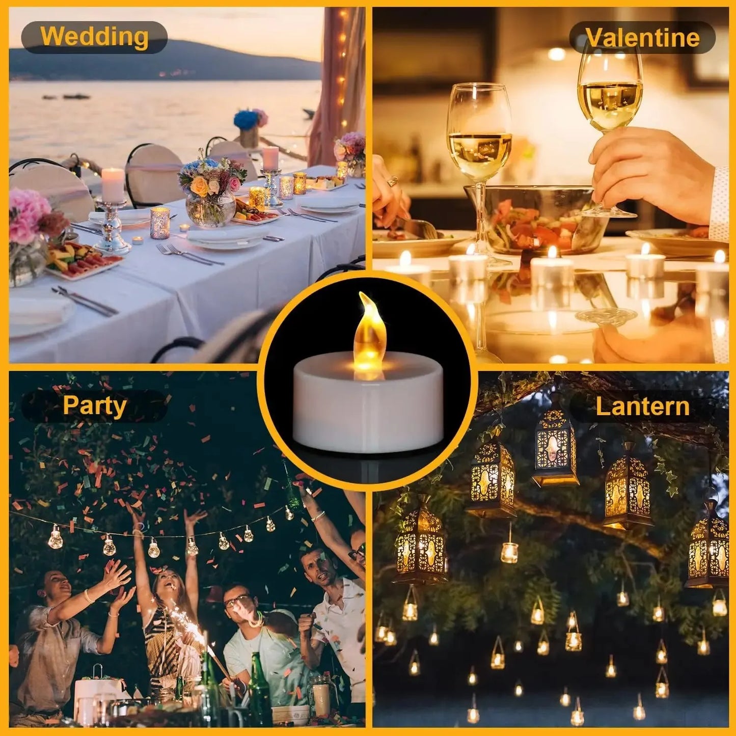 Candlium 12 Pack Warm Yellow Flameless LED Tea Light Candles | Battery Operated 200+ Hours | Votive, Anniversary and Wedding Decoration
