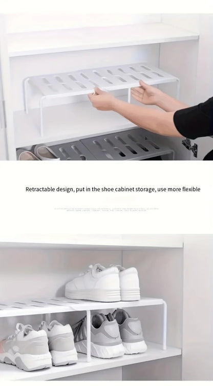 Adjustable Multi-Tier Plastic Shoe Rack — Space-Saving Storage Organizer for Sneakers, Slippers, Home, Dorm, Closet, White or Gray