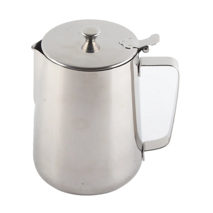 Stainless Steel Coffee Mug & Milk Frothing Pitcher with Lid – Latte Art Barista Cup for Coffee & Milk Drinks