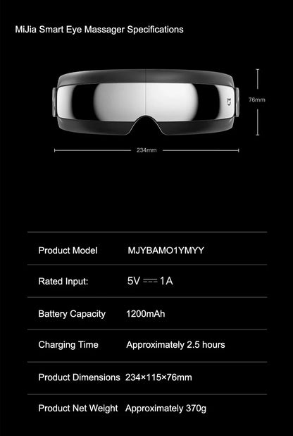 Xiaomi Mijia Smart Eye Massager – Hot Compress & Zone Massage Glasses with Mi Home App