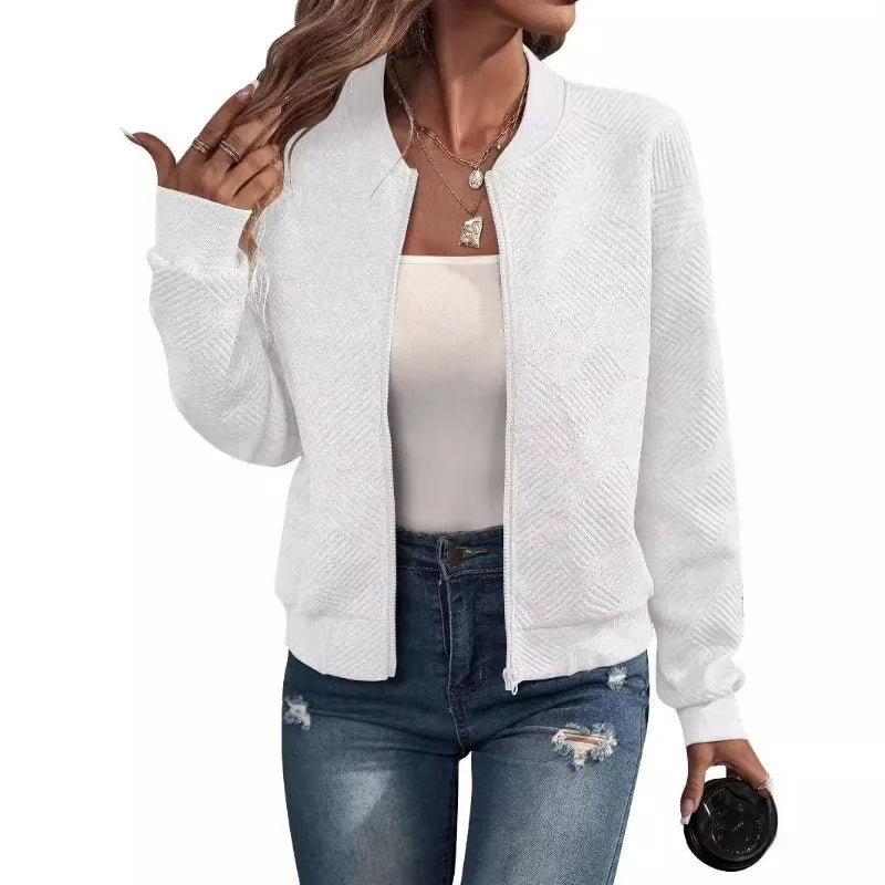 Women’s Plus Size Zipper Sweater Coat - Casual Solid Color Autumn & Winter Jacket