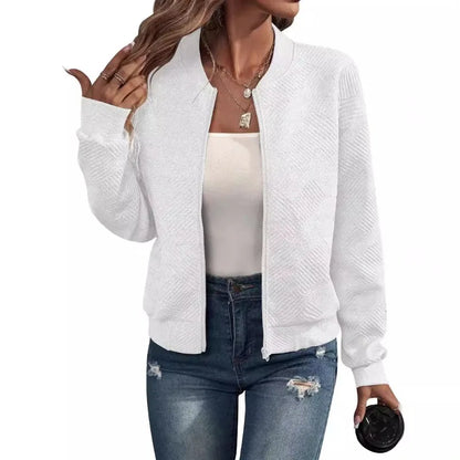 Women’s Plus Size Zipper Sweater Coat - Casual Solid Color Autumn & Winter Jacket