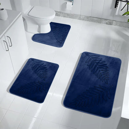 3Pcs Anti-Slip Bath Rug Set – Non-Slip Quick Dry Absorbent Bathroom Mat, Machine Washable Shower Carpet for Home