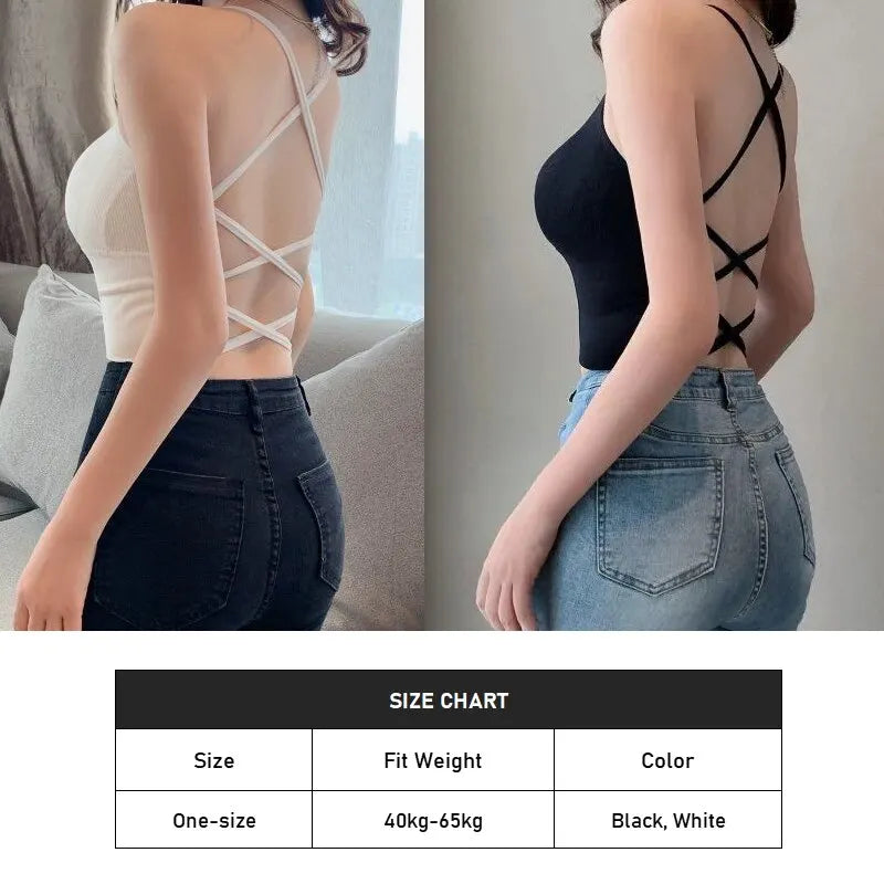 Women's Cross Strap Sports Bra Top - Push-Up Yoga Gym Crop Top - Fitness Brassiere with Breathable Fabric
