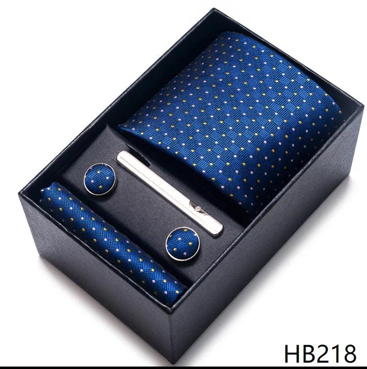 Men’s Tie and Pocket Square Gift Set – 2023 Mixed Colors Paisley Necktie in Box, Wedding Suit Accessory