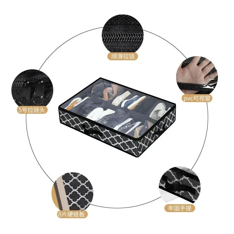 Foldable Under-Bed Shoe Storage Boxes — Closet Organizer Bags for Shoes and Home Storage