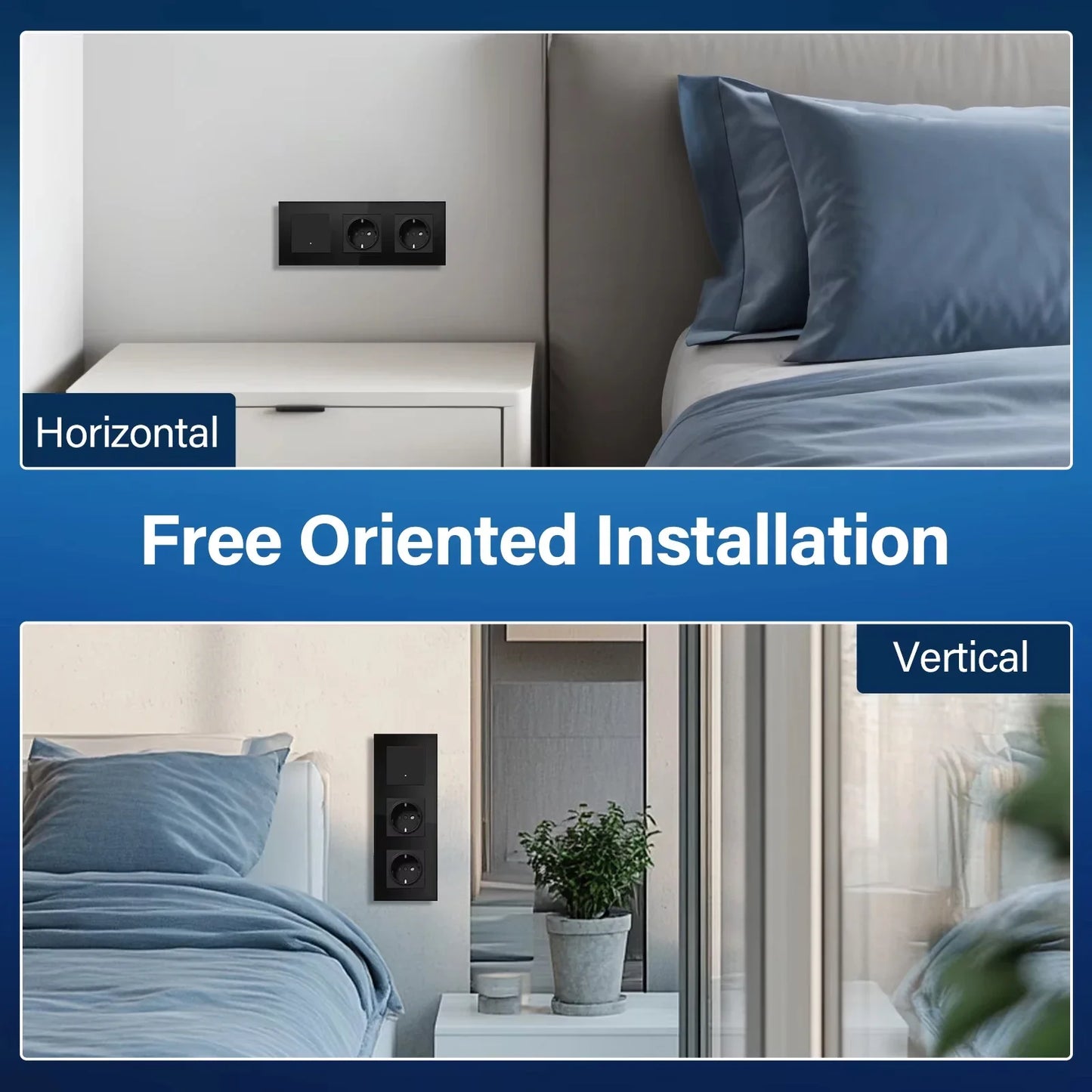 BSEED Zigbee Smart Wall Switch Parts – EU Power Outlet & Glass Frame DIY Combo