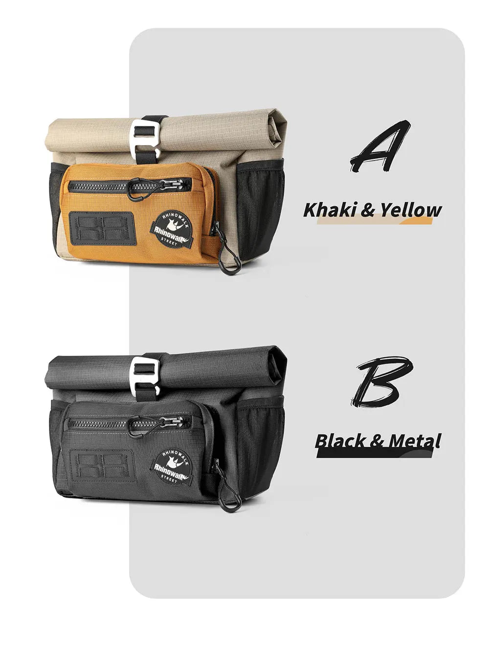 Rhinowalk 4L Bike Handlebar Bag — Quick Release Front Tube Basket with MOLLE for Brompton Folding Bikes