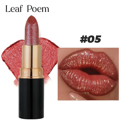 6 Colors Glitter Metallic Lipstick – Waterproof, Long-Lasting Diamond Pearlescent Lip Gloss for Moisturizing Sexy Lips