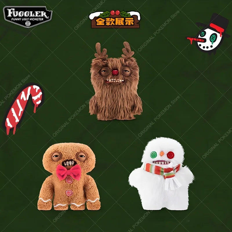 Original Fuggler Ugly Teeth Monsters Plush Toys – Butt Ugly Pets Snowman & Reindeer Dolls for Christmas & Kids Gifts