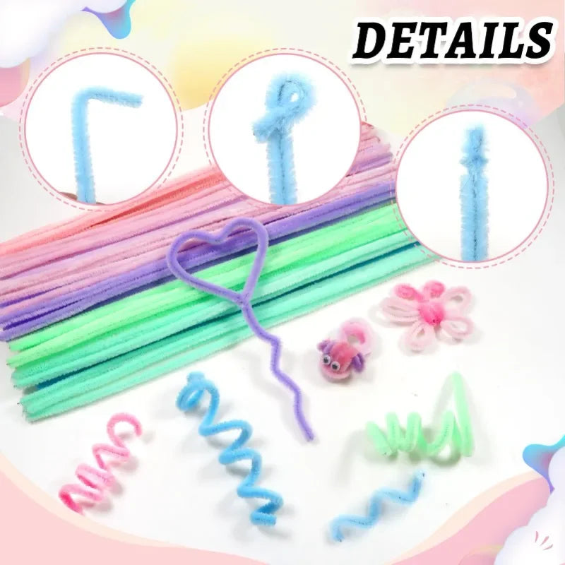 Chenille Pipe Cleaners - Fluffy Wired Stems for DIY Flowers, Crafts & Kids’ Projects