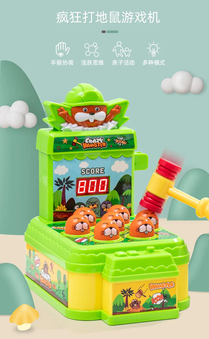 Whack-A-Mole Challenge Game — Electric Two-Player Battle Table with Lights, Music & Cartoon Fun for Parties and Desktop Play