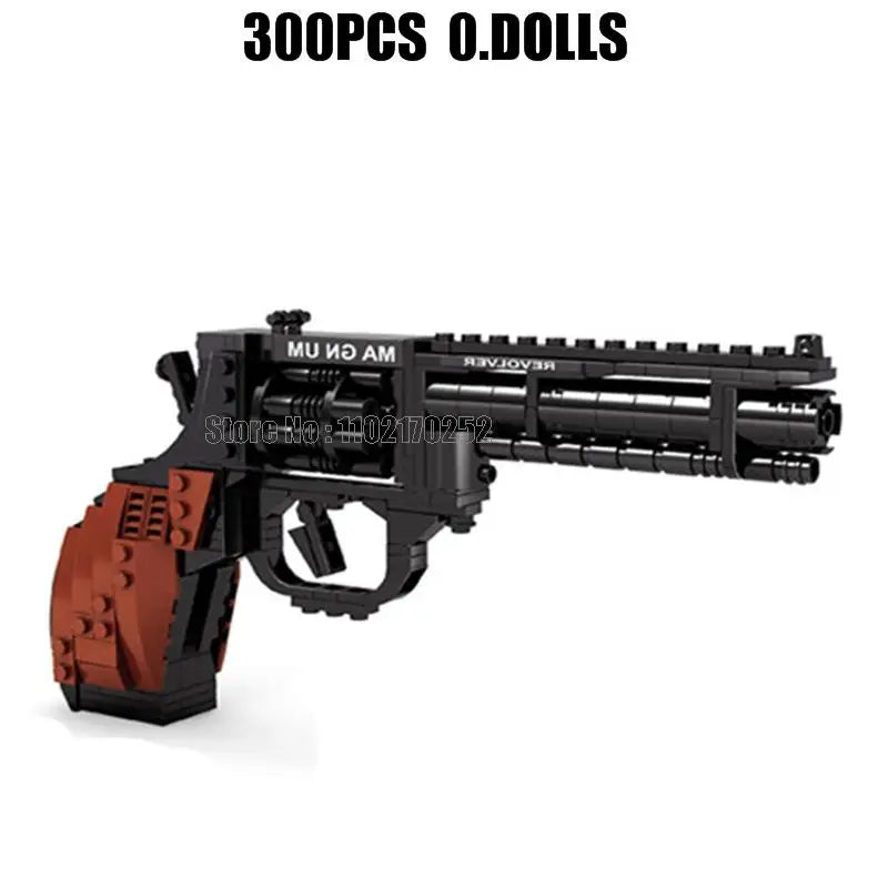 300pcs Military Revolver Pistol Building Block Toy – 1:1 Scale Army Gun for Boys