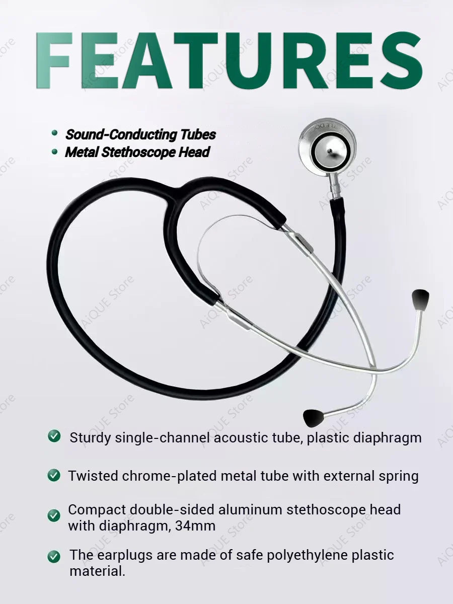 AiQUE Double Chest Piece Stethoscope — Professional Cardiology Medical Device for Doctors and Medical Students