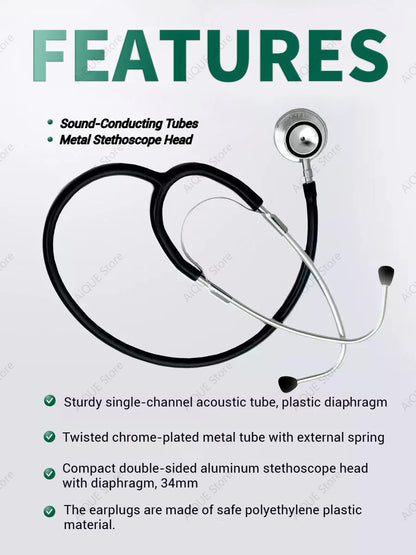 AiQUE Double Chest Piece Stethoscope — Professional Cardiology Medical Device for Doctors and Medical Students