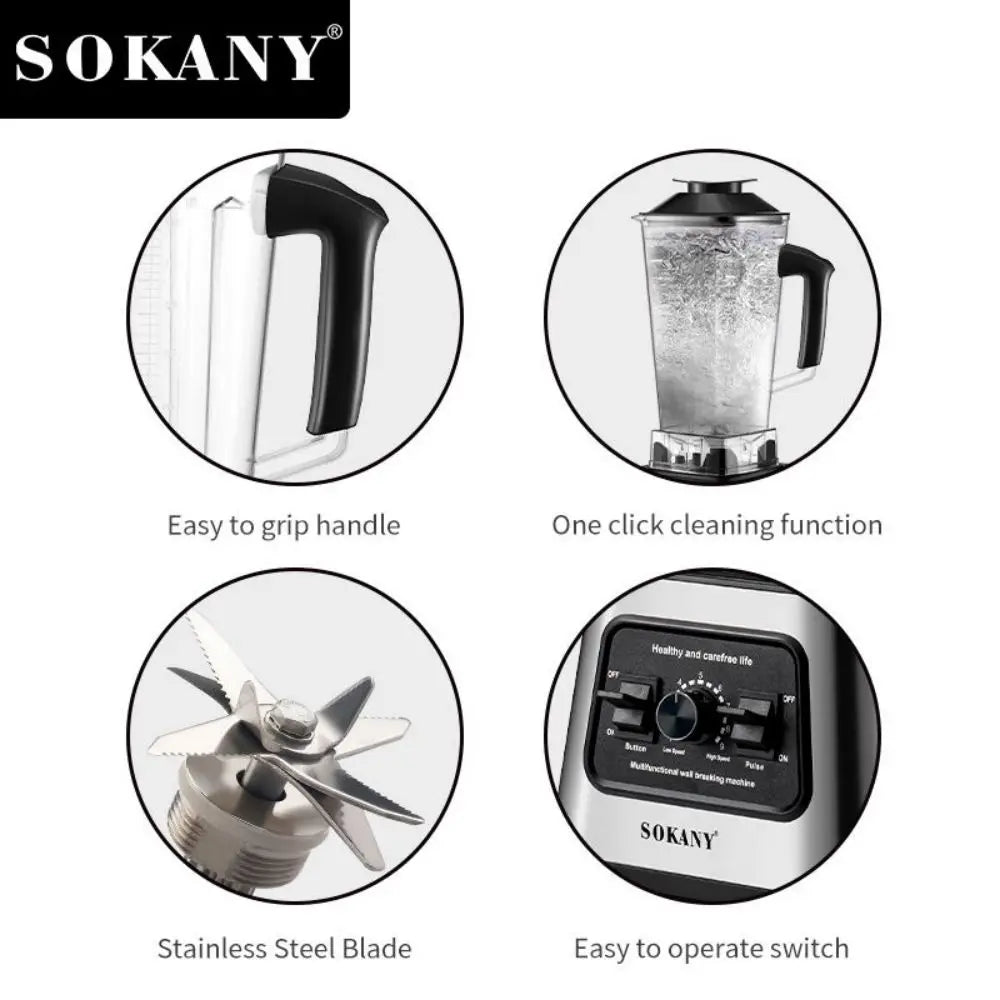 Sokany 2.5L Multifunctional Wall Breaking Machine - Blender, Ice Crusher & Cooking Machine SK-999, 6000W High Power