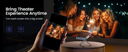 WiMiUS Mini Android 11.0 DLP Projector – Rechargeable Ultra Short Throw, WiFi, Bluetooth, FHD 1080P Support