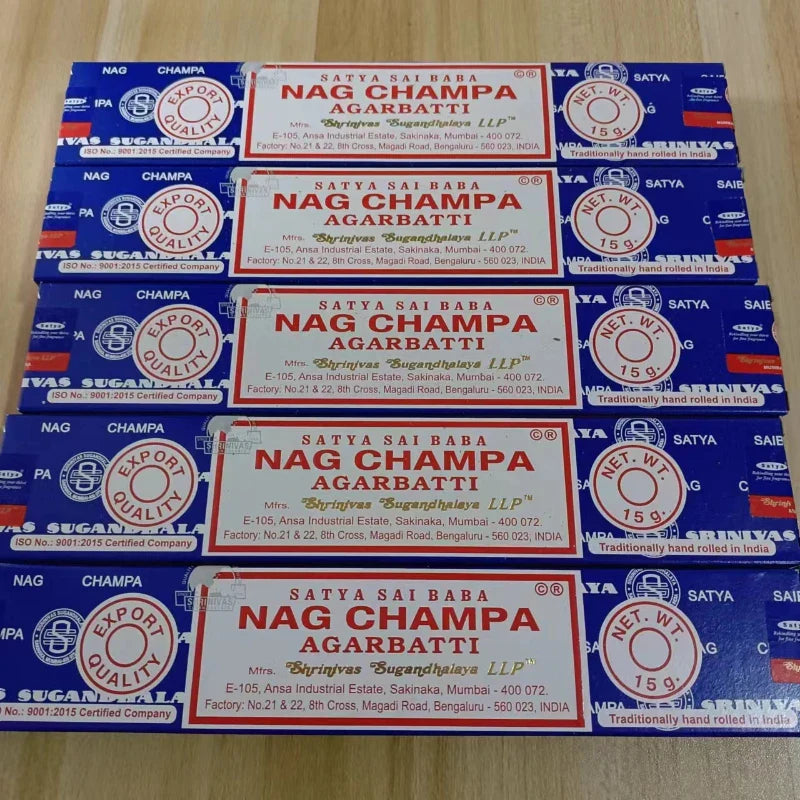 5 Box NAG Champa Satya Incense Collection – Handmade Sticks with Refreshing Medicinal Aromas for Home Fragrances