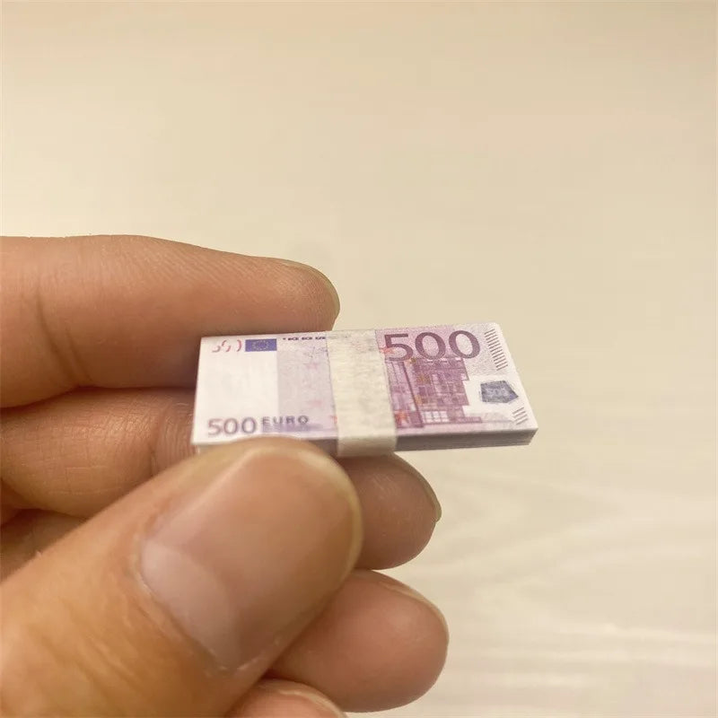 5PCS Mini Dollar & Euro Fake Money Banknotes – Miniature Props for Kids Dollhouse & Decoration